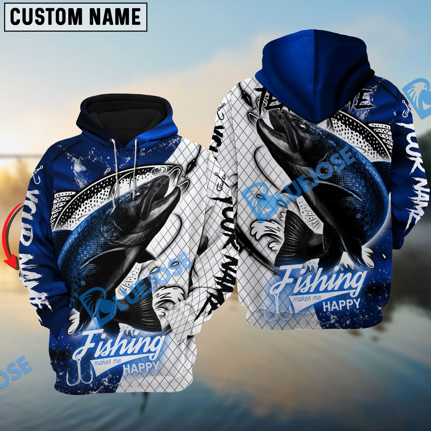 Frenzidea Trout Fishing Dark Blue Skin Sport Custom Name & Team Name 3D Shirts