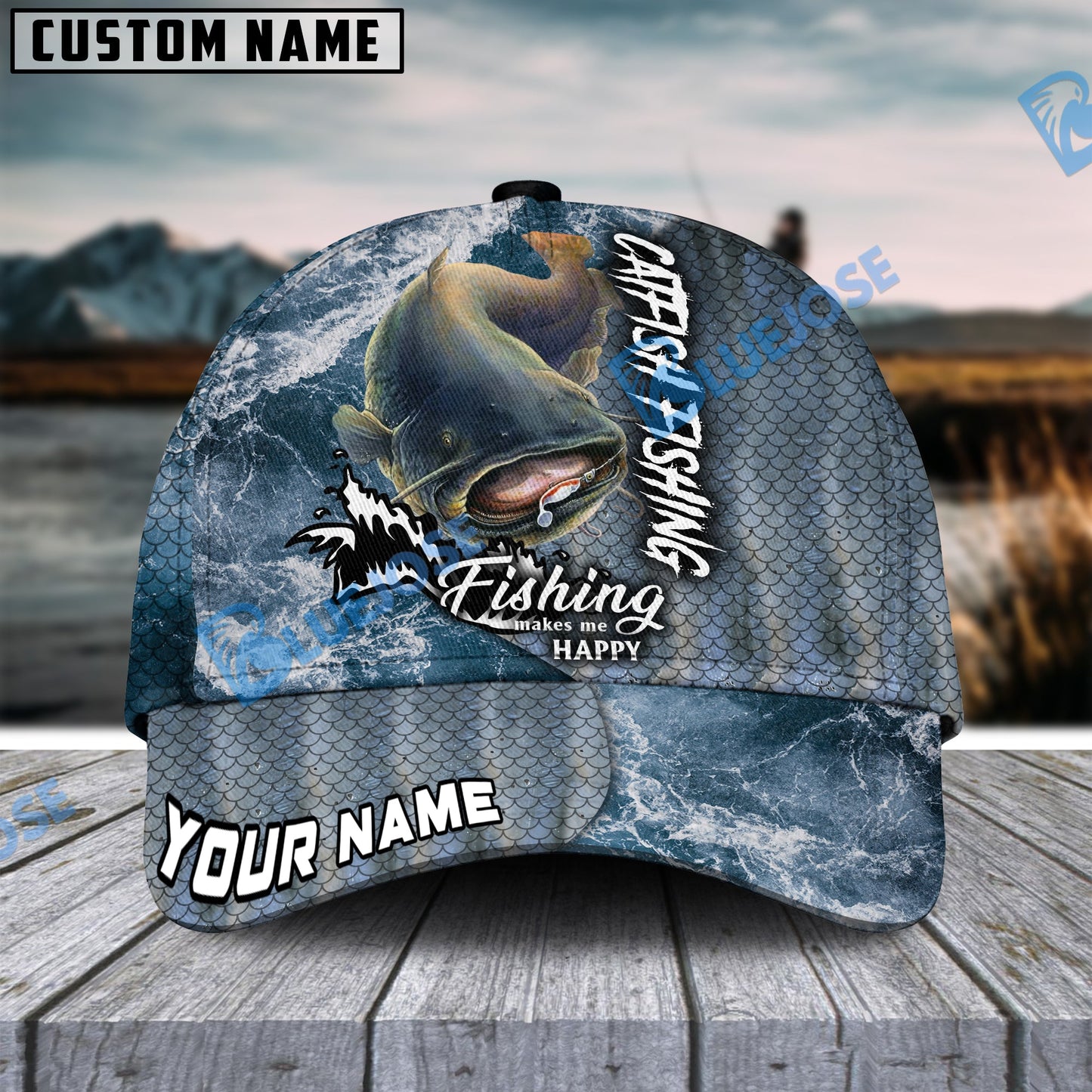 Frenzidea Personalized Catfish Fishing Skin Seawave Classic Cap