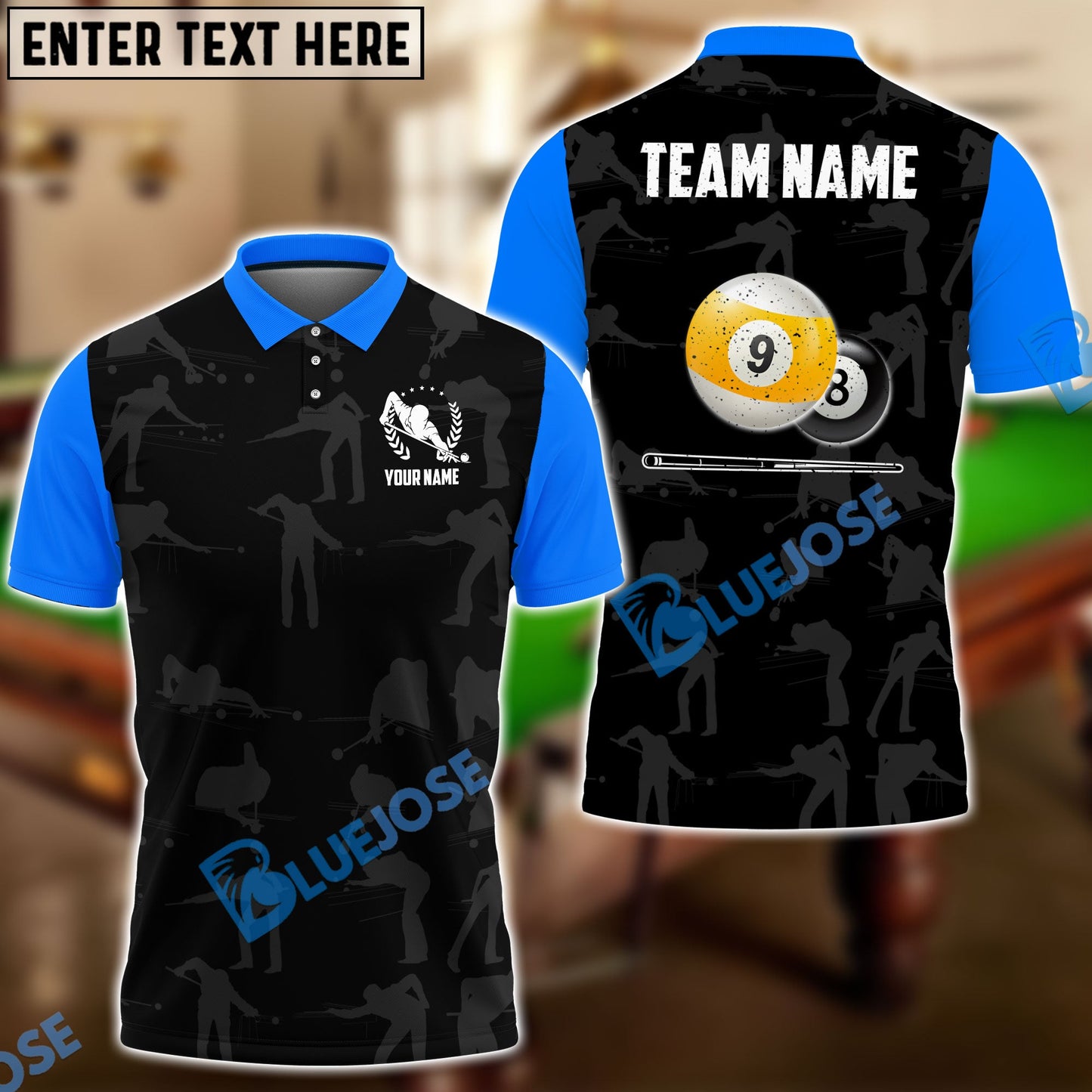 Frenzidea Billiards Player Personalized Name, Team Name Polo Shirt