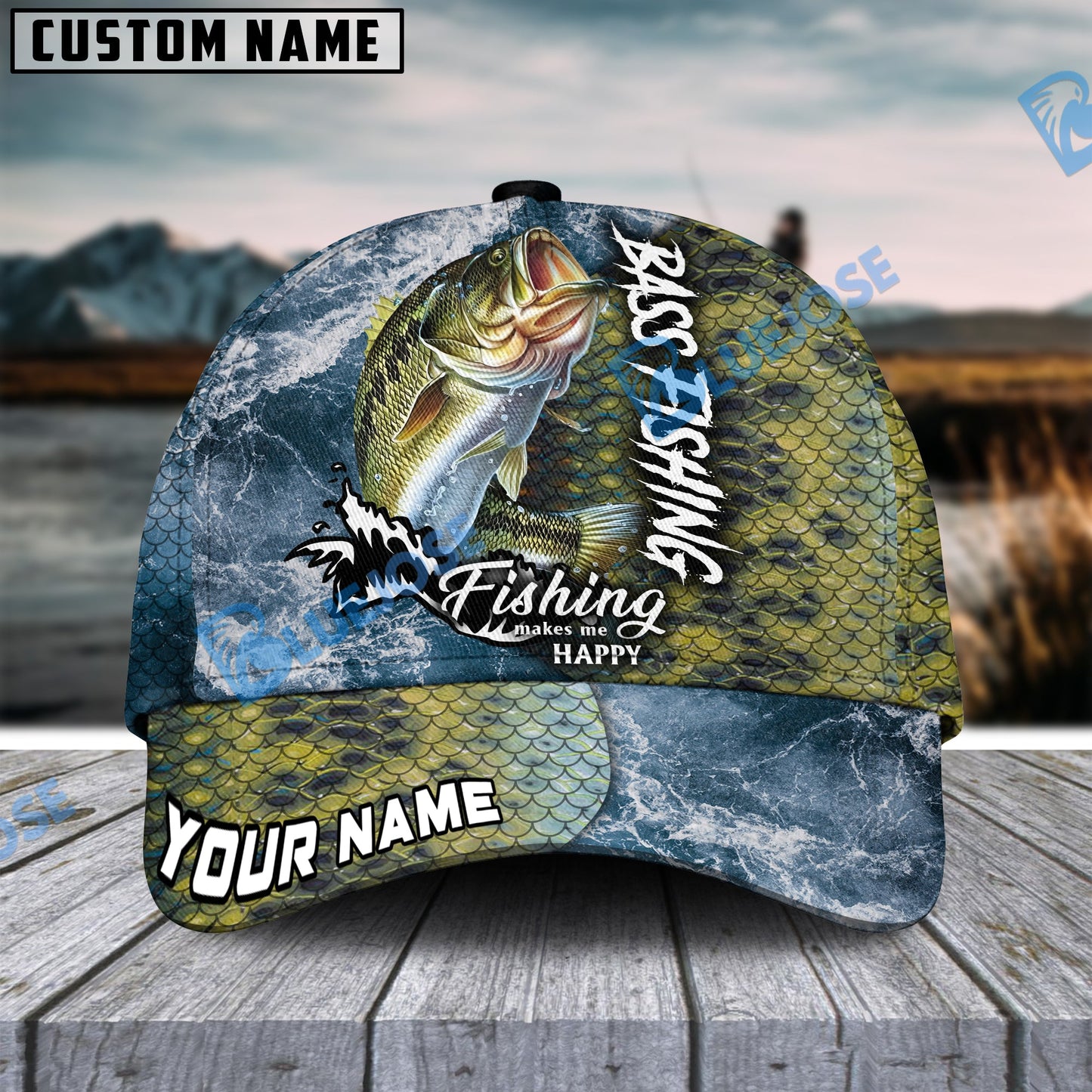 Frenzidea Personalized Bass Fishing Skin Seawave Classic Cap