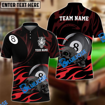 Frenzidea Billiards Ball 8 Skulls Personalized Name, Team Name Unisex Shirt ( 6 Colors )