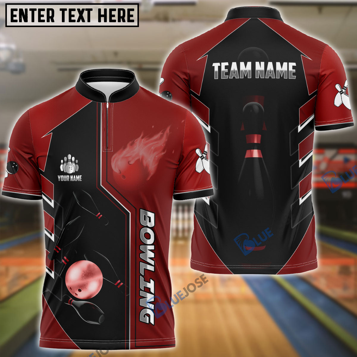 Frenzideas Bowling And Pins Premium Line Customized Name 3D Shirt (4 Colors)