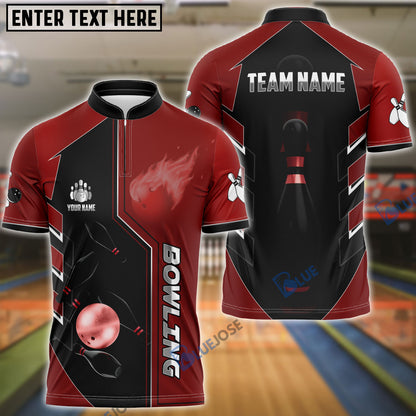 Frenzideas Bowling And Pins Premium Line Customized Name 3D Shirt (4 Colors)