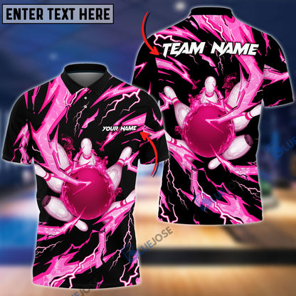Frenzidea Bowling And Pins Super Thunder Aura Customized Name 3D Shirt (4 Colors)