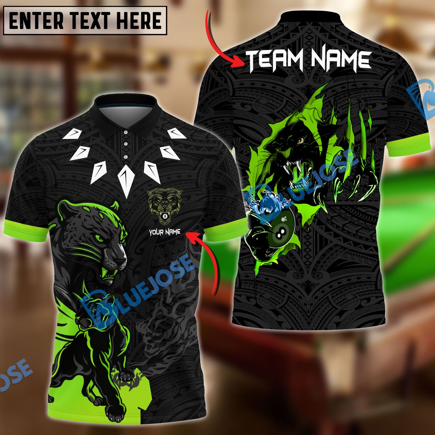 Frenzidea Billiards Ball 8 Black Panther Personalized Name, Team Name Unisex Shirt ( 6 Colors )