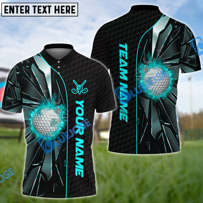 Frenzidea Golf Broken Glass Customized Name, Team Name 3D Shirts (4 Colors)