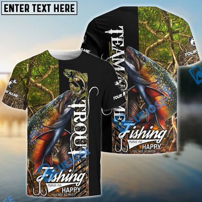Frenzidea Trout Fishing Jungle Camo Custom Name & Team Name 3D Shirts