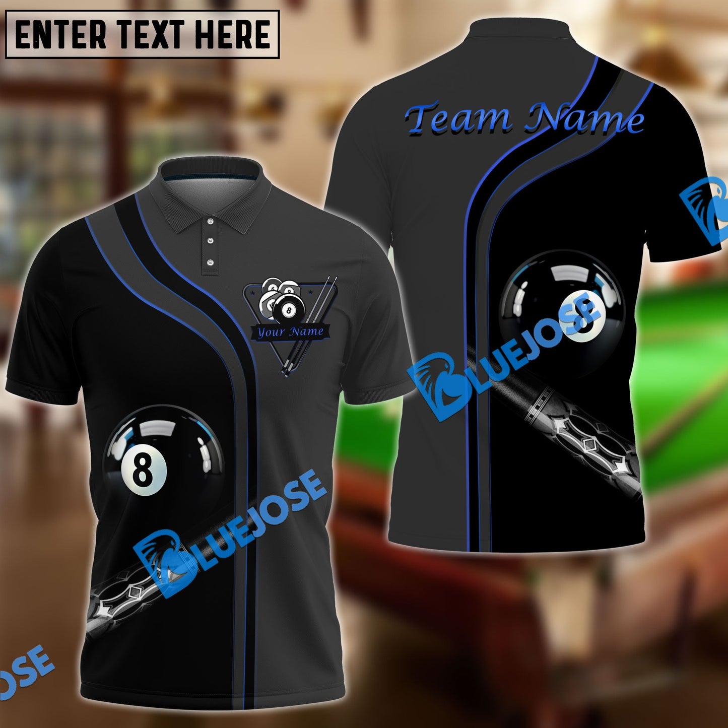 Frenzidea Billiards Ball 8 Deep Fantasy Personalized Name, Team Name Unisex Shirt ( 4 Colors )