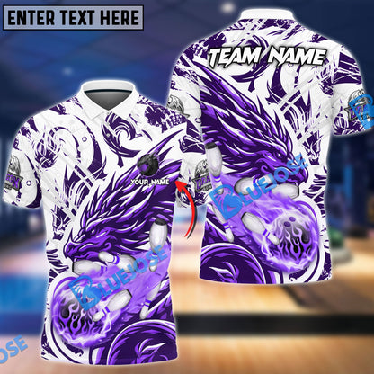 Frenzideas Bowling And Pins Blasting Dragon Customized Name 3D Shirt ( 6 Colors)