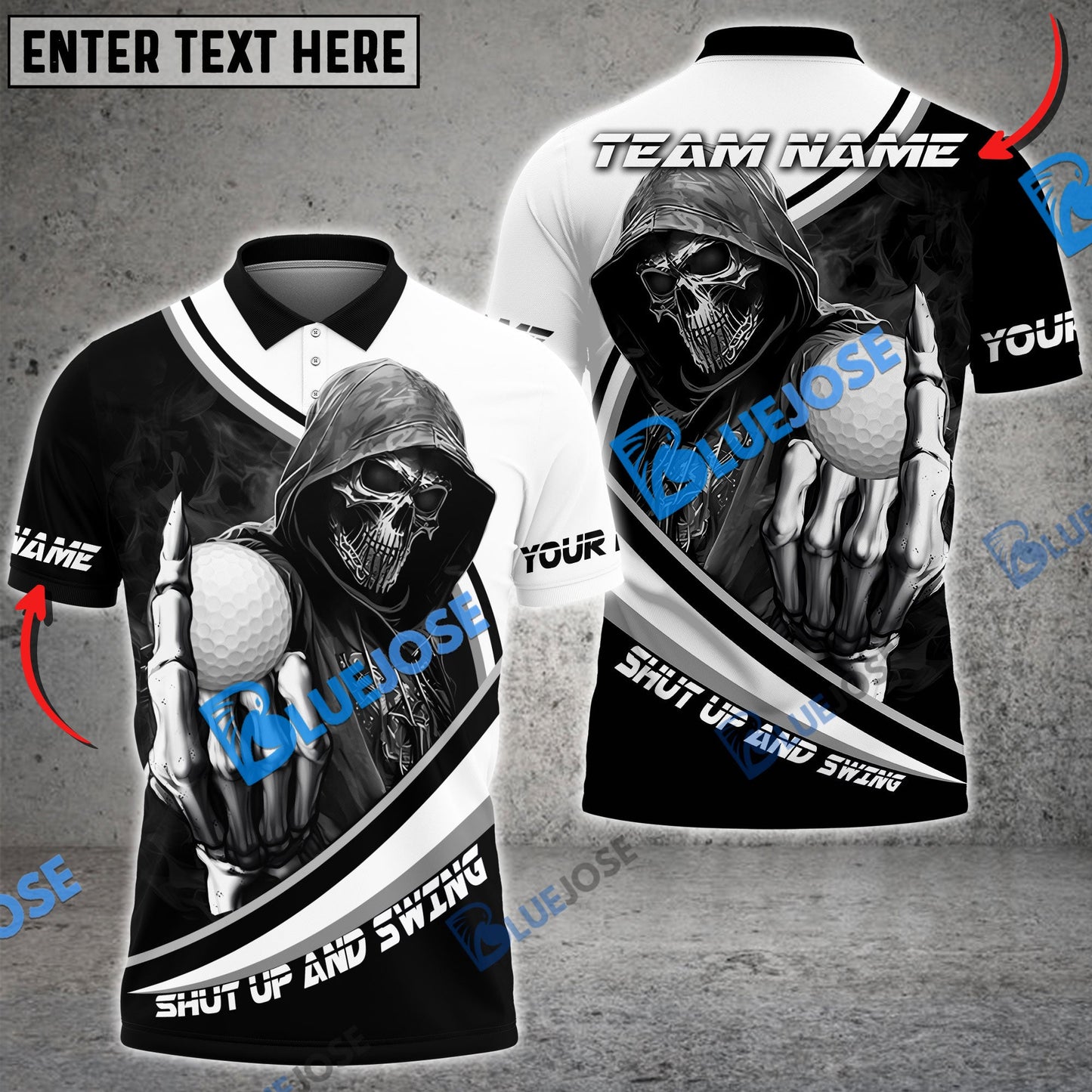 Frenzidea Golf Hooded Skull Gang Customized Name, Team Name 3D Shirts (4 Colors)