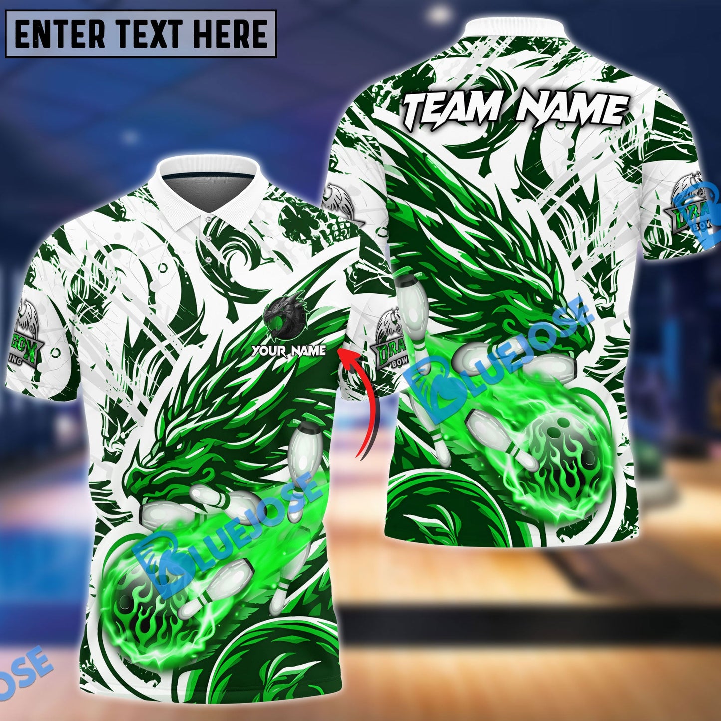 Frenzideas Bowling And Pins Blasting Dragon Customized Name 3D Shirt ( 6 Colors)