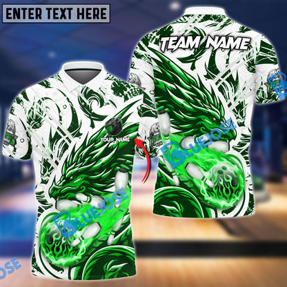 Frenzideas Bowling And Pins Blasting Dragon Customized Name 3D Shirt ( 6 Colors)