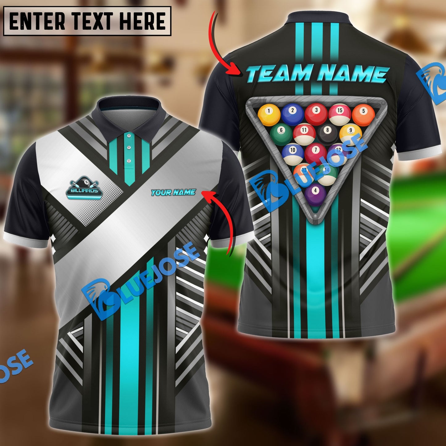 Frenzidea Billiards Ball 8 Victory Armor Personalized Name, Team Name Unisex Shirt ( 6 Colors )