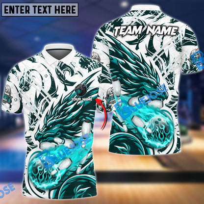 Frenzideas Bowling And Pins Blasting Dragon Customized Name 3D Shirt ( 6 Colors)