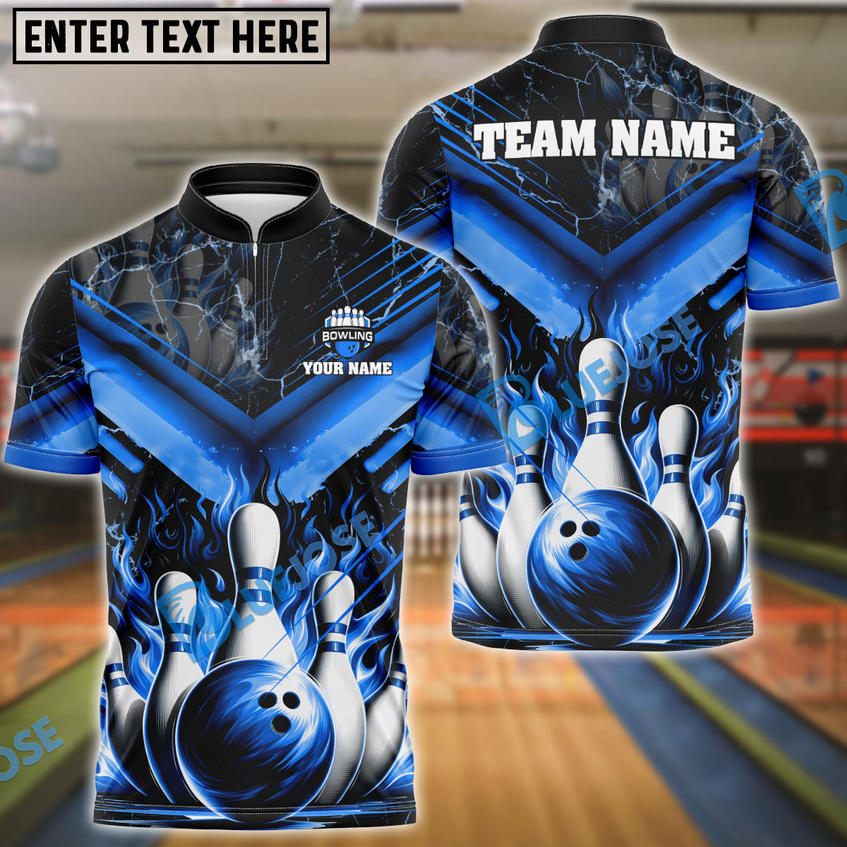 Frenzideas Bowling And Pins Flame From Hell Multicolor Customized Name 3D Shirt ( 4 Colors )