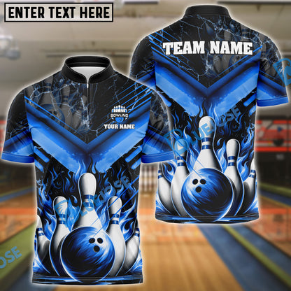 Frenzideas Bowling And Pins Flame From Hell Multicolor Customized Name 3D Shirt ( 4 Colors )