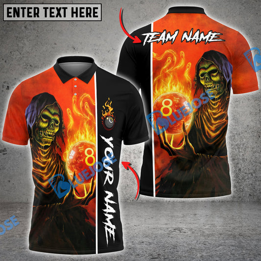 Frenzidea Billiards Burning Skull Personalized Shirt