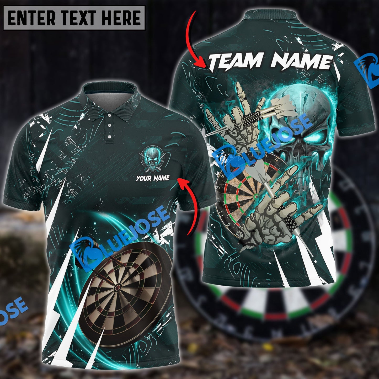 Frenzidea Darts Skull Of Punishment Personalized Name, Team Name 3D Shirt (6 Colors)