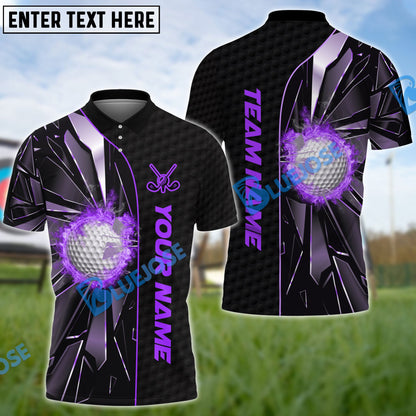 Frenzidea Golf Broken Glass Customized Name, Team Name 3D Shirts (4 Colors)