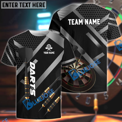 Frenzidea Darts Metalic Style Personalized Name, Team Name 3D Shirt (4 Colors)