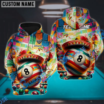 Frenzidea Billiard Ball 8 Cinco De Mayo Personalized Name, Team Name Unisex Shirt