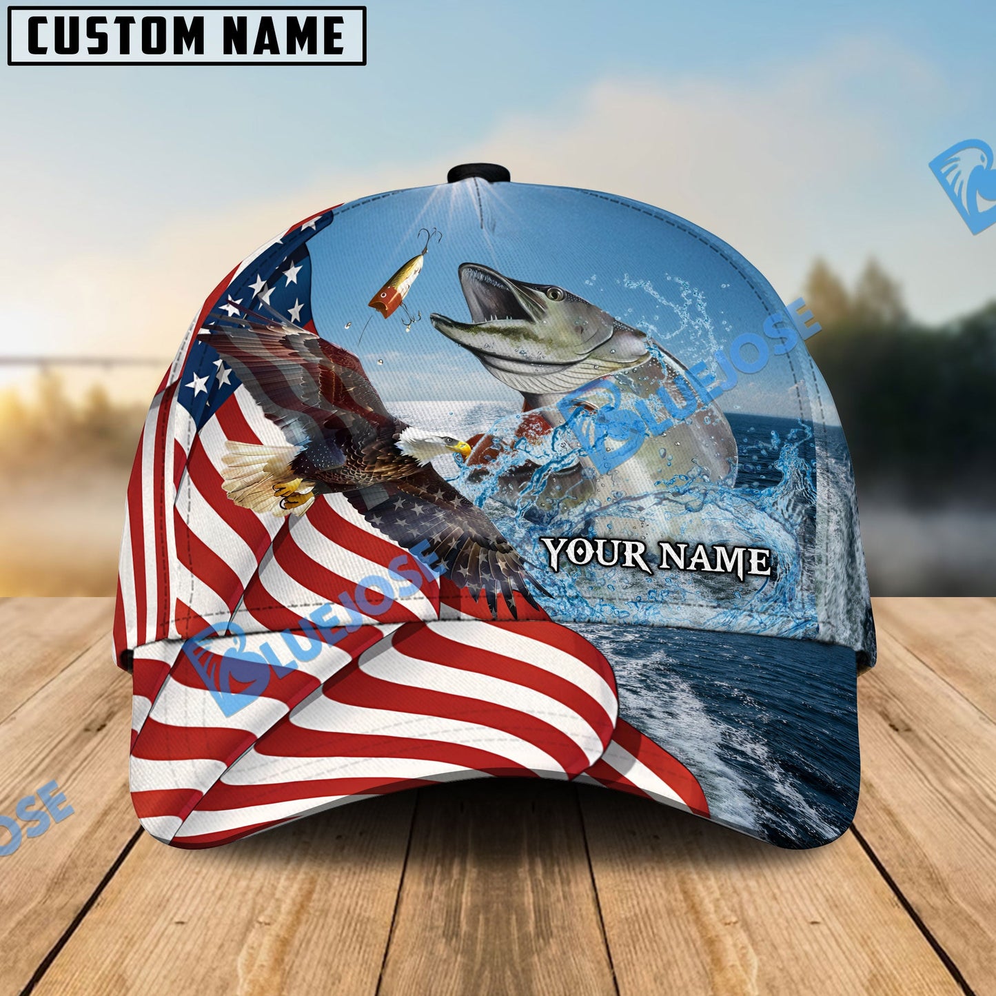 Frenzidea Eagle Flag Musky  Fishing Classic Cap