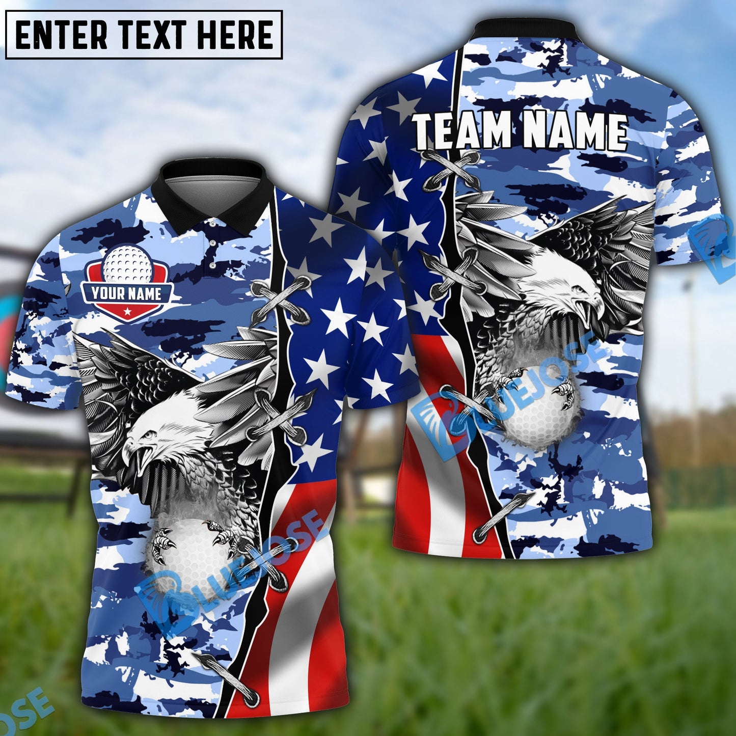 Frenzidea Golf Flag Eagle Golf Ball Customized Name, Team Name 3D Shirts (4 options)