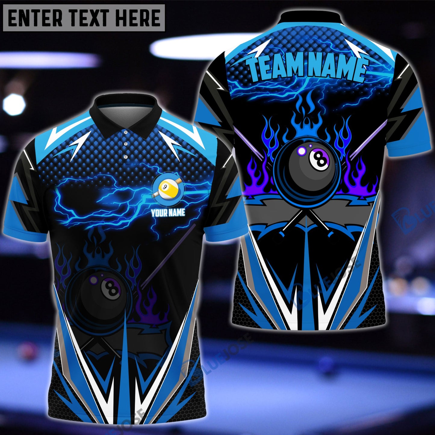 Frenzidea Billiards 9 Ball Blue Fire Personalized Shirt