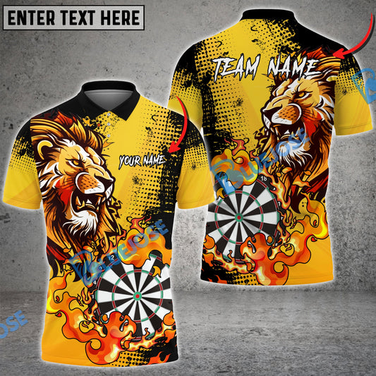 Frenzidea Darts Flame Lion Personalized Name, Team Name 3D Shirt (4 Colors)