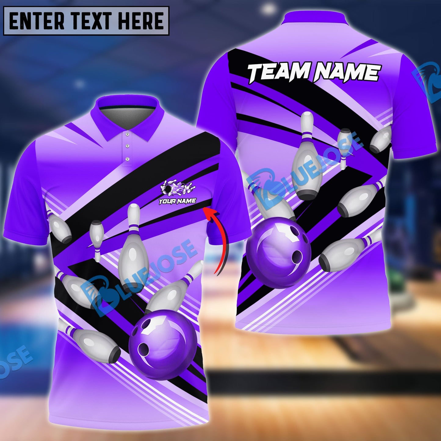 Frenzideas Bowling Strike Pins Customized Name, Team Name 3D Shirt ( 4 Colors )