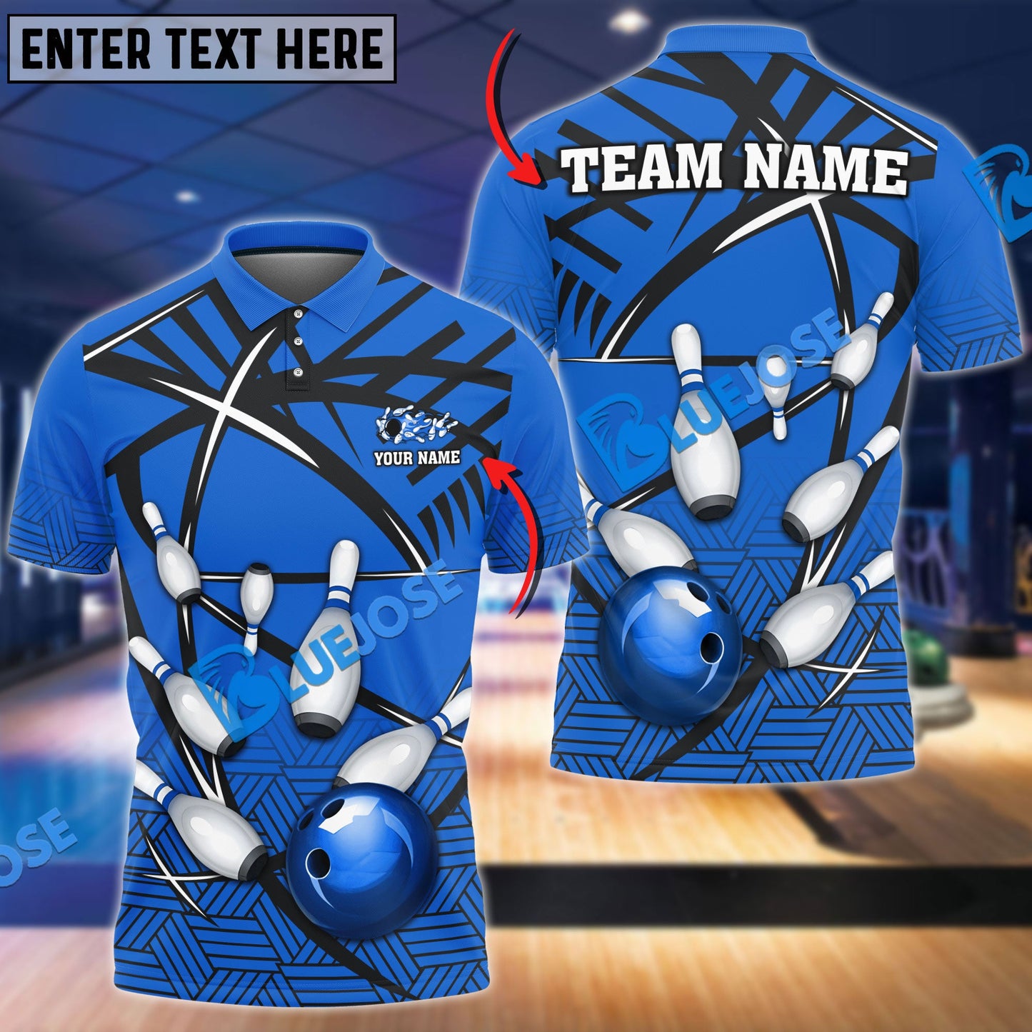 Frenzideas Bowling And Pins Black Net Pattern Customized Name 3D Shirt (4 Colors)
