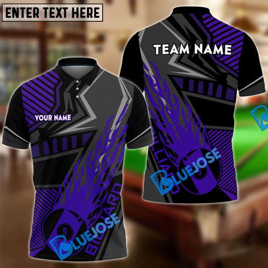 Frenzidea Billiards Ball 9 Black Fire Personalized Name, Team Name Unisex Shirt ( 4 Colors )