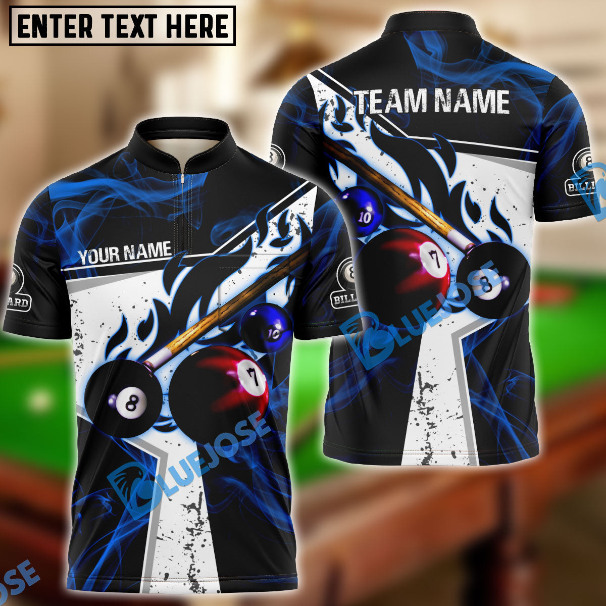 frenzidea Billiards Ball 8 Dark Flame Stroke Personalized Name, Team Name Unisex Shirt ( 6 Colors )
