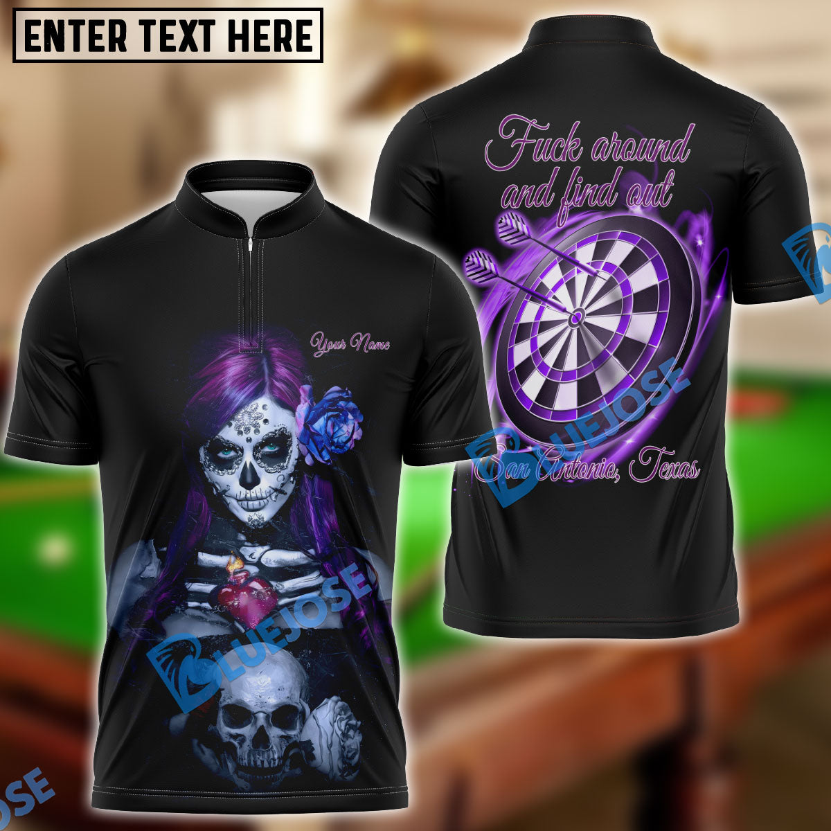 Frenzidea Darts Purple Girl & Skull Personalized Shirt