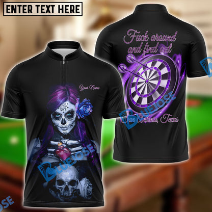 Frenzidea Darts Purple Girl & Skull Personalized Shirt