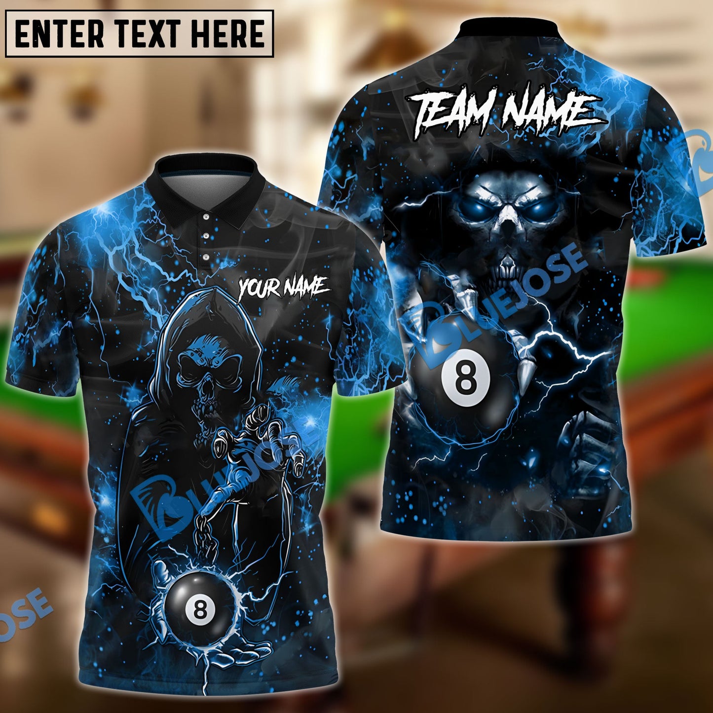 Frenzidea Billiards Ball 8 Thunder Sparks Personalized Name, Team Name Unisex Shirt ( 6 Colors )