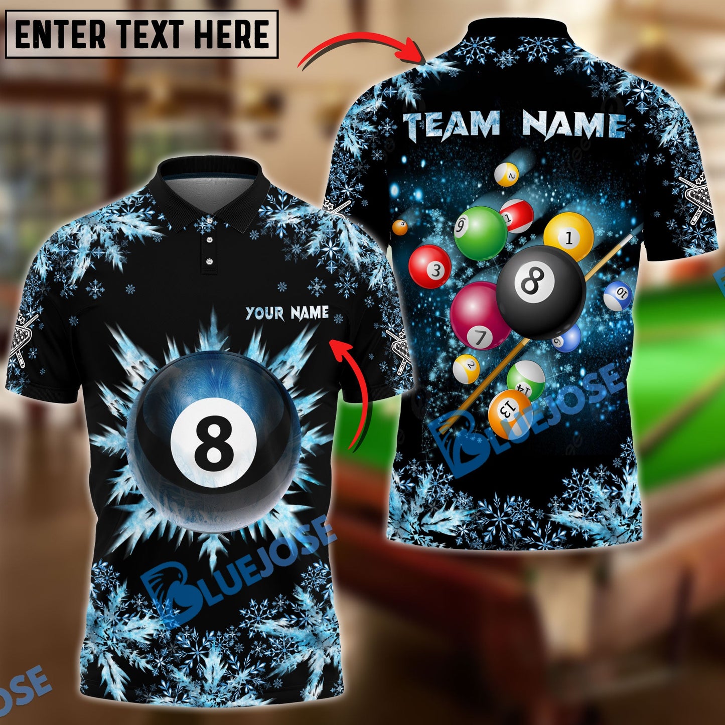 Frenzidea Billiards Frozen Personalized Name, Team Name Unisex Shirt