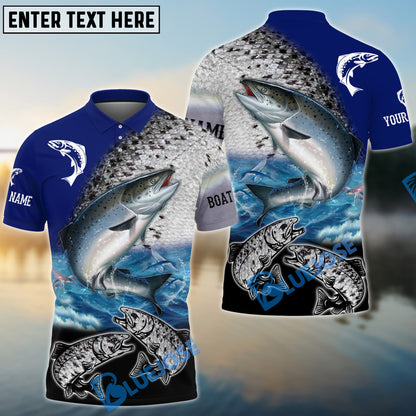 frenzidea Chinook Salmon Fishing Customize Name, Boat Name 3D Shirts