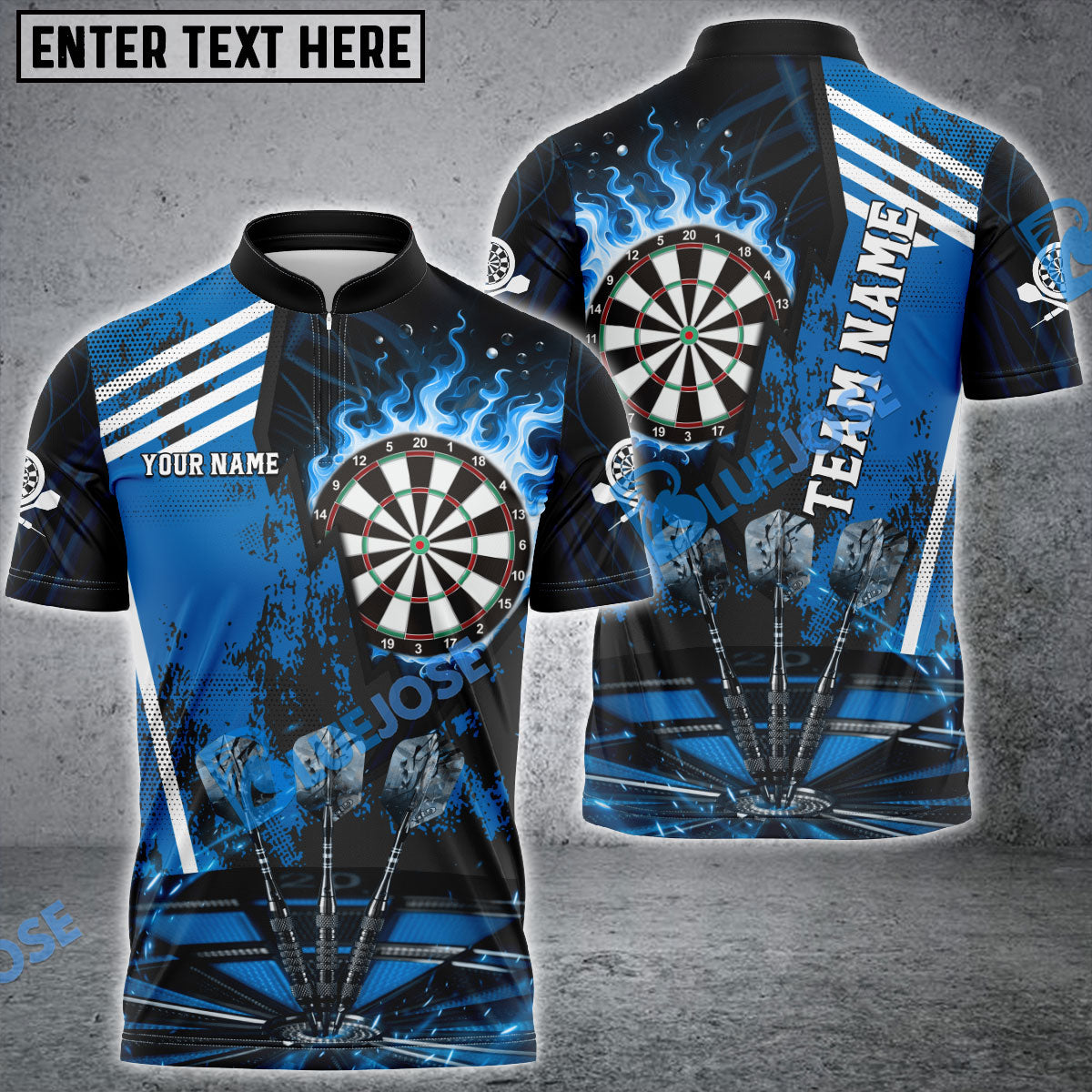 Frenzidea Darts Dartboard Flame Hitting Target Personalized Name, Team Name 3D Shirt (4 Colors)
