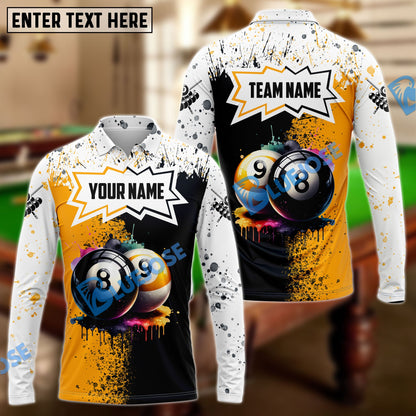 Frenzidea Billiards 8-Ball & 9-Ball Ink Art Personalized Name, Team Name Unisex Shirt