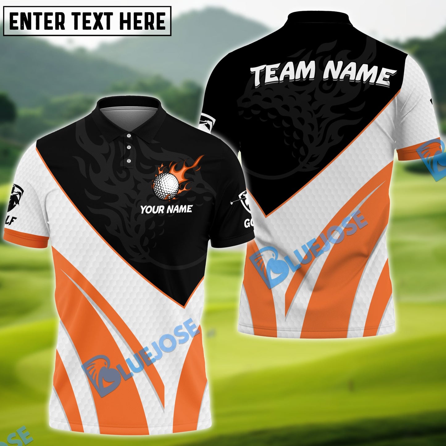 Frenzidea Golf Fire Ball Plus Customized Name, Team Name 3D Shirts (3 Colors)