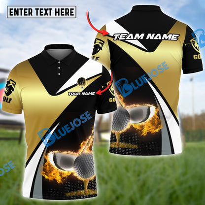 Frenzidea Golf Fire Stand Customized Name, Team Name 3D Shirts ( 4 Colors )