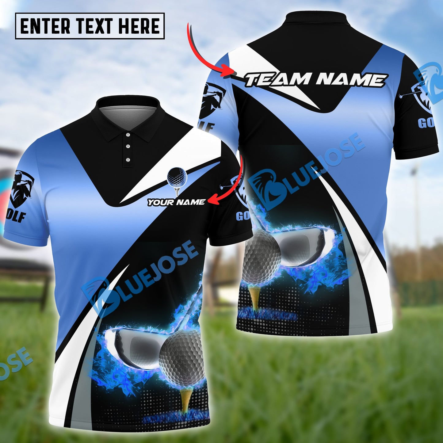 Frenzidea Golf Fire Stand Customized Name, Team Name 3D Shirts ( 4 Colors )