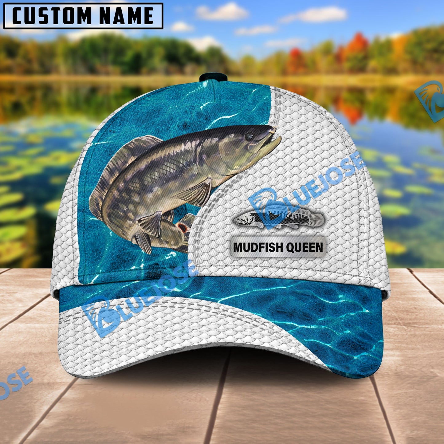 Frenzidea Custom Name Bowfish Fishing Blue Water Cap