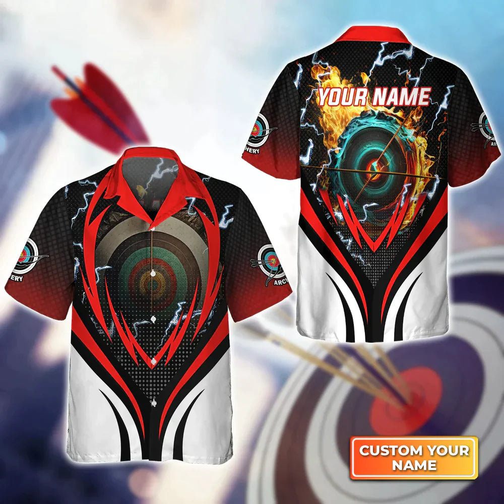 Frenzidea Archery Target Board On Flame 3D Hawaiian Shirt