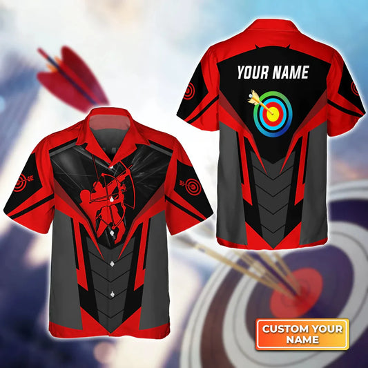 Frenzidea Archery Target Sign Colorful Personalized Name 3D Hawaiian Shirt