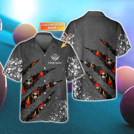 Frenzidea Billiard Paint Splash Personalized Name Hawaiian Shirt