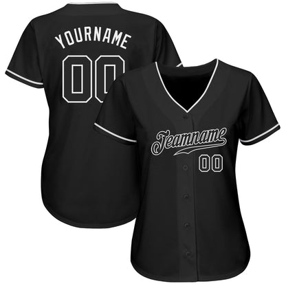 Frenzidea Custom Black Black-White Authentic Baseball Jersey