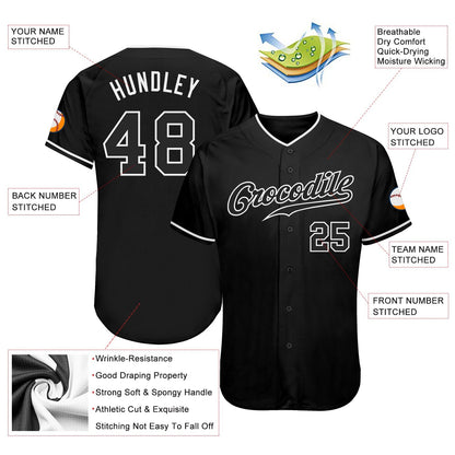 Frenzidea Custom Black Black-White Authentic Baseball Jersey