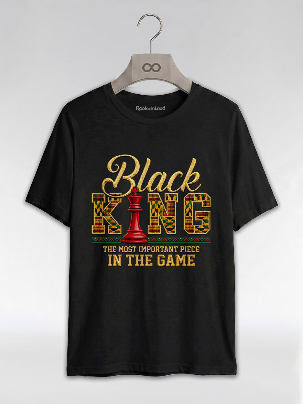 Black King Dad: The Most Important Piece In The Game Graphic T-Shirt - RootednLoud